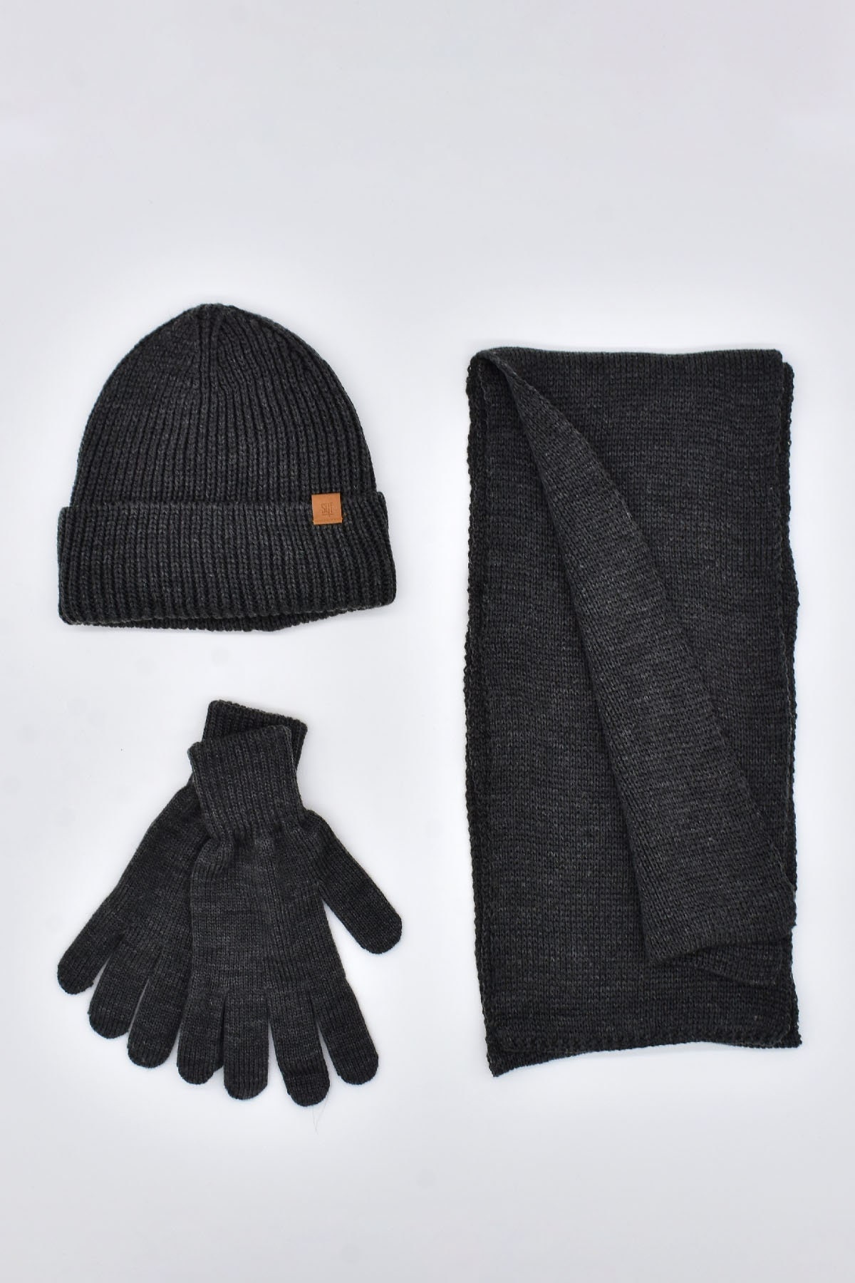 Matching Alpaca Hat, Scarf, and Mitten Set Medium / Dark Gray