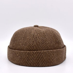 Casquette docker en laine zigzag : Bonnet marin unisexe sans bord