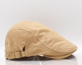 Men's Denim Hat, Summer Flat Cap, Adjustable Golf Cabby Cap, Cotton Flat Cap