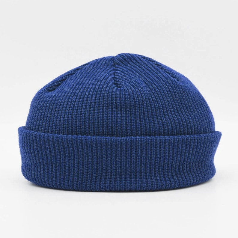 Knit Docker Beanie, Minimalist Winter Hat, Fisherman Beanie, Cap, Toque, Trawler, Skull Cap, Beanie Men, Winter Hat, Unisex Beanies Blue
