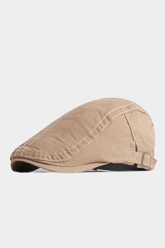 Men's Cotton Flat Cap: Adjustable Golf Cabbie Style