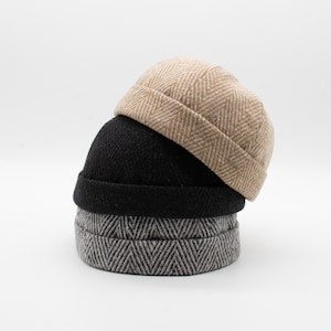 Wool Docker Cap: Minimalist Winter Beanie, Unisex Sailor Skullcap