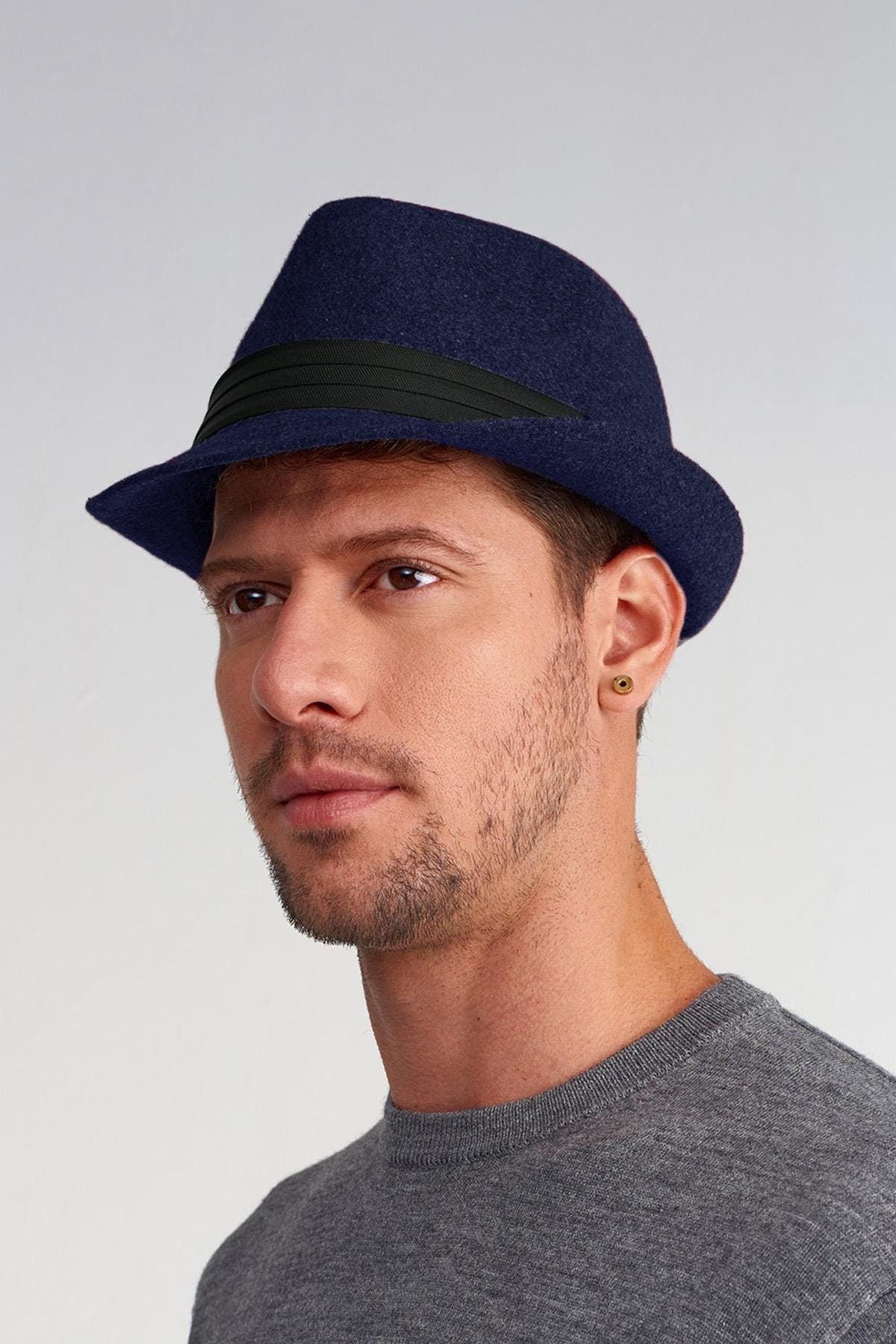 Zylioo XL Trilby Fedora Cappello da uomo in lana anni '20 Manhattan