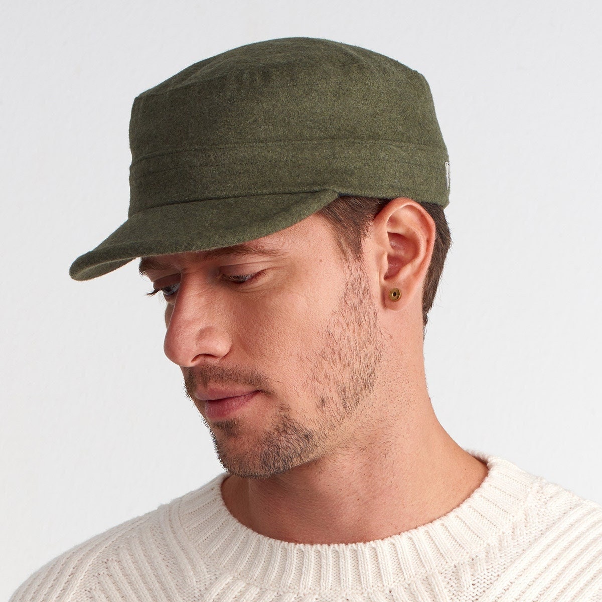 Green Military Cap Wool Army Style Hat Camper Hat Men - Etsy