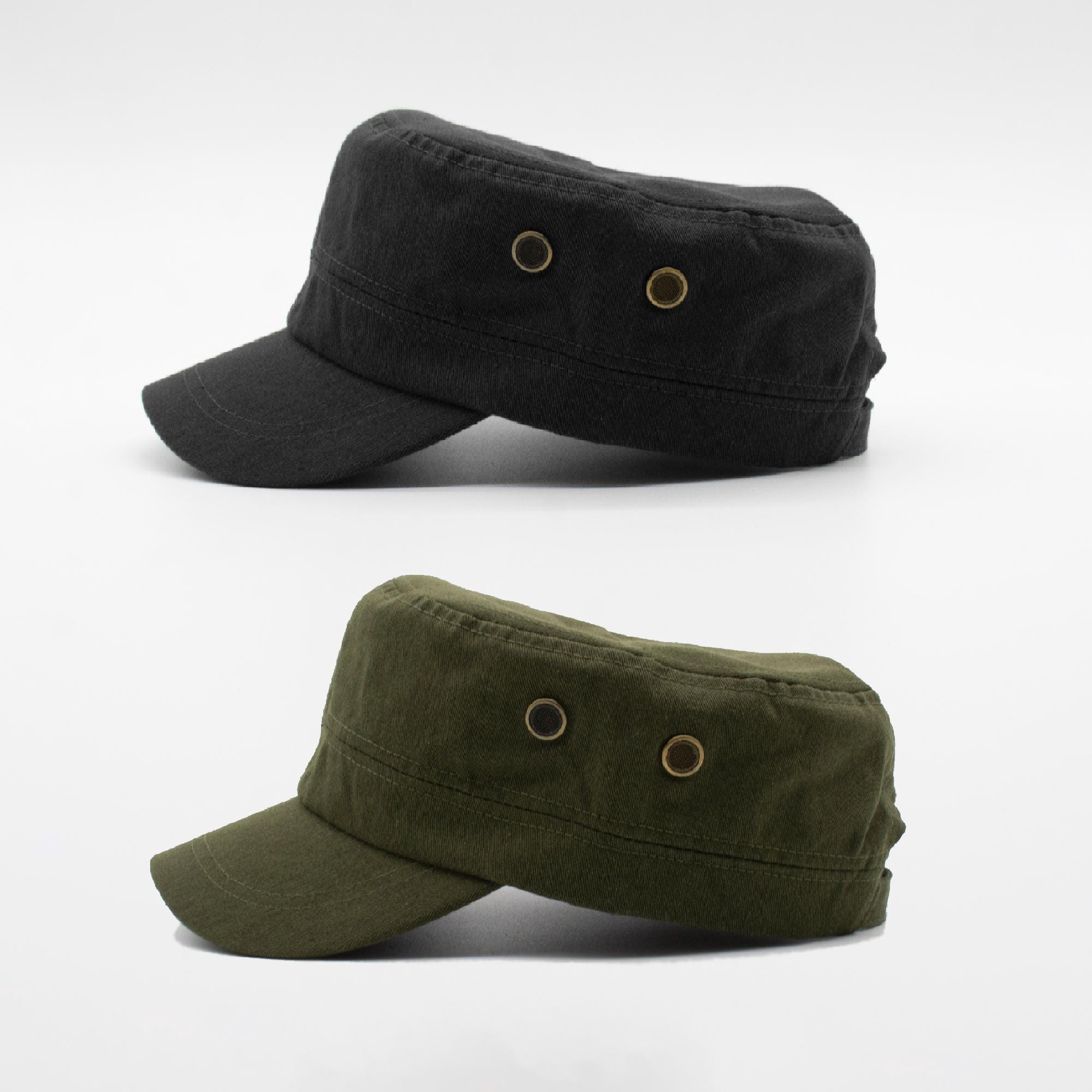 Camouflage Black Khaki Cadet Hat 100% Cotton Cadet / Military Style Cap ...