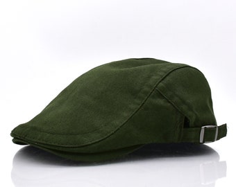 Adjustable Cotton Flat Cap: Green Summer Golf Hat