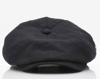 Casquette plate d'été noire en lin, chapeau Peaky Blinders, chapeau en cuir Baker Boy, casquette plate irlandaise, chapeau d'été homme, chapeau Ivy League, cadeau fête des pères