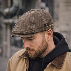 Stonewash Series – Brown Washed Denim Newsboy Cap | Peaky Blinders Style