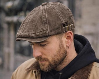 Stonewash Series – Brown Washed Denim Newsboy Cap