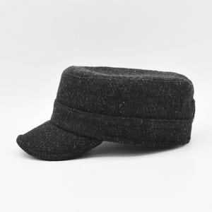 Wool Blend Military Cap: Anthracite Textured Camper Hat