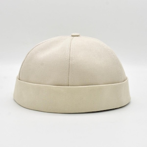 Cotton Docker Beanie: Brimless Sailor Watch Cap - Ivory