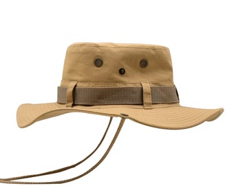 Camel Sun Protection Safari Hat | Bob Hat | Outdoor Trekking Hat | Unisex Travel Headwear | Western Safari Hat with Adjustable Drawstring