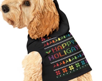 Sudadera con capucha para mascotas Happy Holigays, suéter LGBTQ+ para perros y gatos