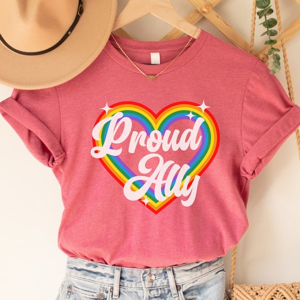 Ally Rainbow Tshirt | Retro Pride Shirt | Pride T Shirt | Lesbian Pride Shirt | Gay Pride Shirt | LGBTQ Pride Shirt | Pride Shirts Women