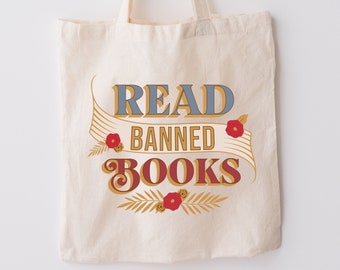 Bolsa de tela "Leer libros prohibidos": regalo literario 100 % algodón