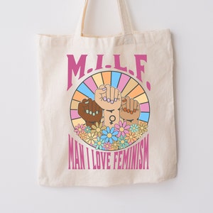 Feminist Tote Bag,Man I Love Feminism Tote,Feminist Gift,Women’s Empowerment,Women’s Rights Tote,Pro-Choice Tote, Human Rights Canvas Bag