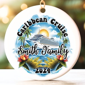 Personalized Caribbean Cruise Ornament, Family Vacation Keepsake