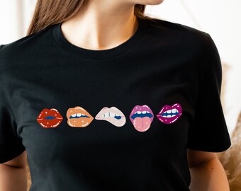 Lesbian Pride Lips T-Shirt, LGBT Pride Month, Unisex Soft Cotton