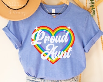Proud Aunt Rainbow Heart T-Shirt | LGBTQ Pride Ally Tee