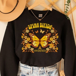 spina bifida awareness shirt,spina bifida sweatshirt, Spina Bifida Warrior, Spina Bifida Support Squad, Yellow Ribbon for Spina Bifida shirt