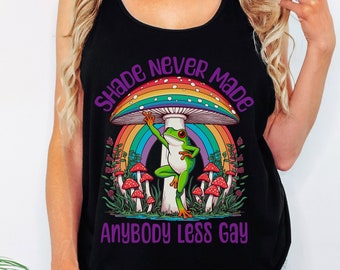 Rainbow Mushroom Frog Tank Top, WLW Sapphic Pride Shirt
