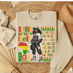 Black History Month Sweatshirt, Educated Motivated Elevated Melanated, Black Women Gifts, Black Girl Sweatshirt, African American Art Shirt