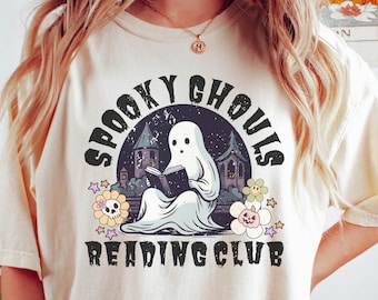Spooky Reader Shirt, Ghost Reading Halloween Tee, Bookish Halloween Shirt, Spooky Book Club Shirt, Comfort Colors Book Lover Gift