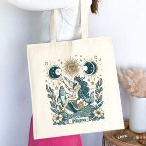Astrologie Fische Geschenk, Geburtstagsgeschenke für Fische, Sternzeichen Fische Tasche, Pisces Tarot Tasche, ästhetisches Horoskop