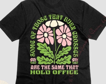 Floral Politisches T-Shirt Frauen, Anti Faschismus, Anti Rassismus Shirt, Retro Floral Feminist, Anti Trump Grafik T-Shirt, * 251