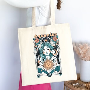 Wassermann Tasche,Geburtstagsgeschenk für Wassermann,süße Retro Wassermann Geschenke,Wassermann Geschenke für sie,Wassermann Tarot Karte,Wassermann Sternzeichen Tasche