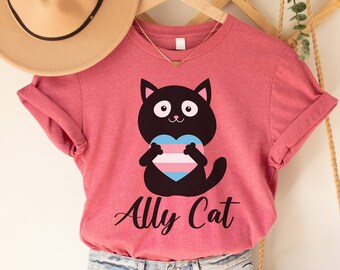 Koszulka Ally Cat Trans Pride, koszulka LGBTQIA unisex