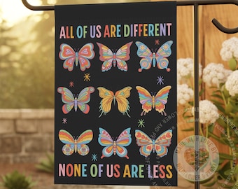 Kindness Equality Butterfly Garden Flag, Progressive Home Decor