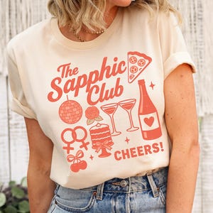 Lesbian Pride T-Shirt, Sapphic Club Tee, Lesbian Retro Graphic Shirt, Queer Gift, Lesbian Tee for Her, LGBTQ Apparel,Cute Lesbian Apparel