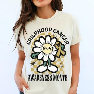 childhood cancer awareness month floral shirt, gold ribbon shirt, Cancer Supporting, Kids Cancer Gift, Child Cancer Shirt, Childhood Fighter