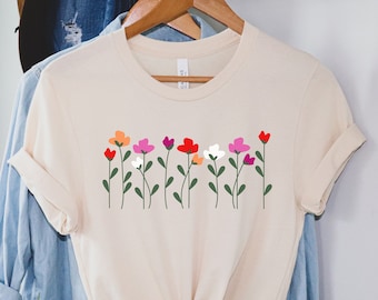 Florales Lesben Shirt, Lesbische Geschenke für AWW Queer Freundin