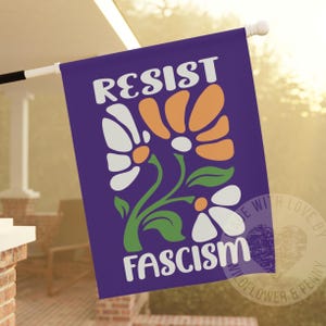 Political Flag,Resist Fascism Garden Flag,Anti-Trump Feminist Banner,Liberal House Flag,Democrat Protest Decor,Anti-MAGA LGBTQ+ Rights