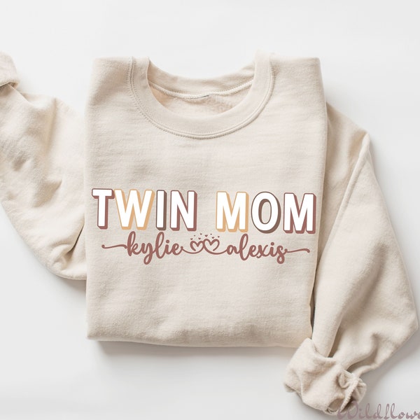 Personalized twin mom gift sweatshirt,New Twin Mom Gift,Mom of Twins Sweater,Custom Twins Gift Shirt,Pregnancy Announcement Twins,Twins Name