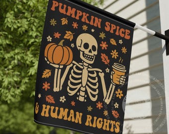 Drapeau de jardin Halloween anti Trump, bannière démocrate d'automne, drapeau de jardin FDT, drapeau de maison de jardin libéral Halloween, drapeau squelette FDT