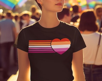 Lesbian Pride Heart T-Shirt, LGBTQ Tee
