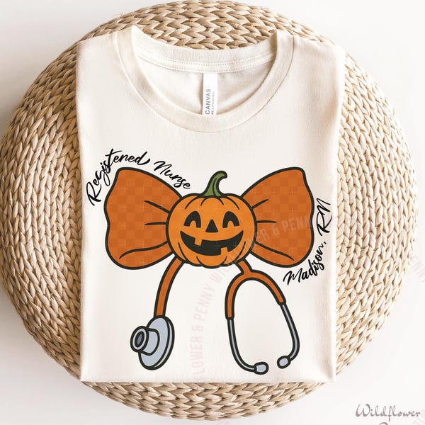 Personalized Halloween RN T-Shirt, Spooky Nurse Tee