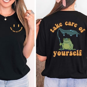 Funny Self Care Frog Shirt, Retro Vintage Self Care Shirt, Frog Lover Gift, mental health, Cottagecore Frog Tshirt,Trendy Unisex Graphic tee