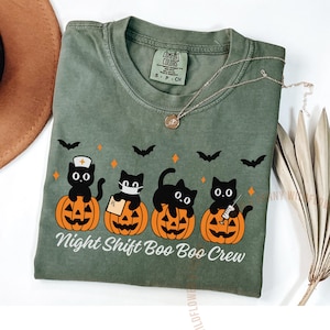 Comfort Colors® Halloween Night Nurse Shirt,Night Nurse Halloween Tee Shirt,Night Shift Boo Boo Crew, Nurse Gift For Women,Gift for RN LPN