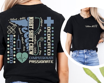 Camiseta personalizada de enfermera de turno de noche, regalo para enfermeras