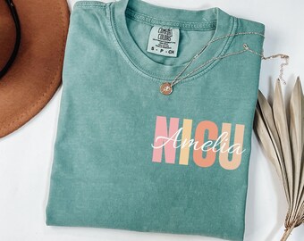Gepersonaliseerde NICU-verpleegkundige comfortkleuren T-shirt