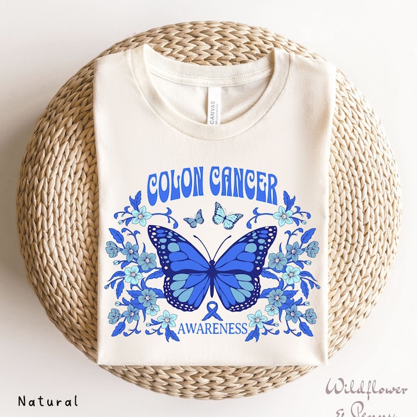 Doppelpunkt Krebs Bewusstsein T-Shirt, Schmetterling Krieger Support T-Shirt