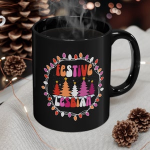 Lesbian Christmas Mug, Lesbian Christmas Gift, Lesbian Mug, LGBT mug, Lesbian pride mug, funny lesbian mug, lesbian gift,Festive lesbian mug