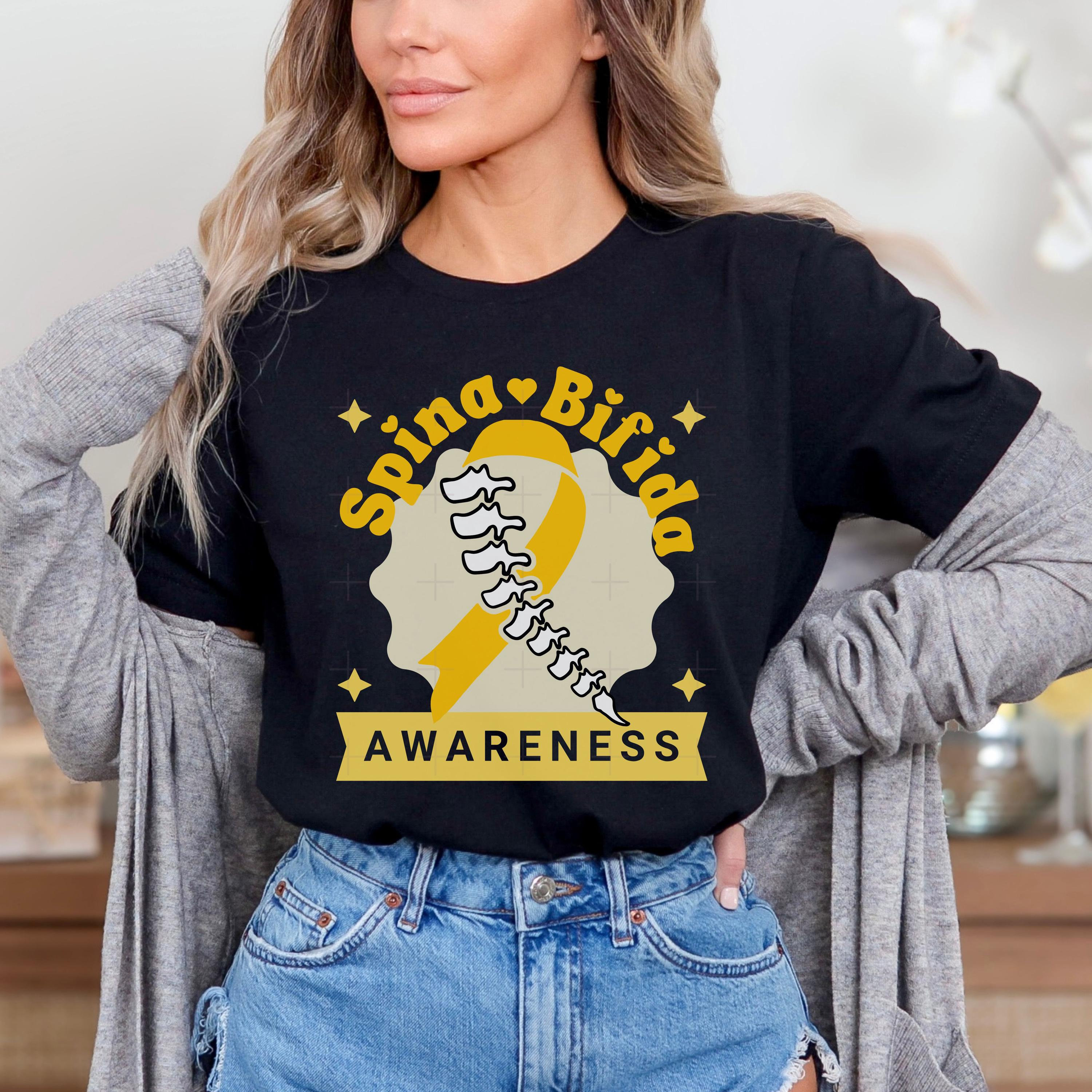 Spina Bifida Warrior Awareness Gift Usa Flag Yellow Ribbon T-Shirt Spina Bifida Warrior Awareness Gift Usa Flag Yellow Ribbon T-Shirt