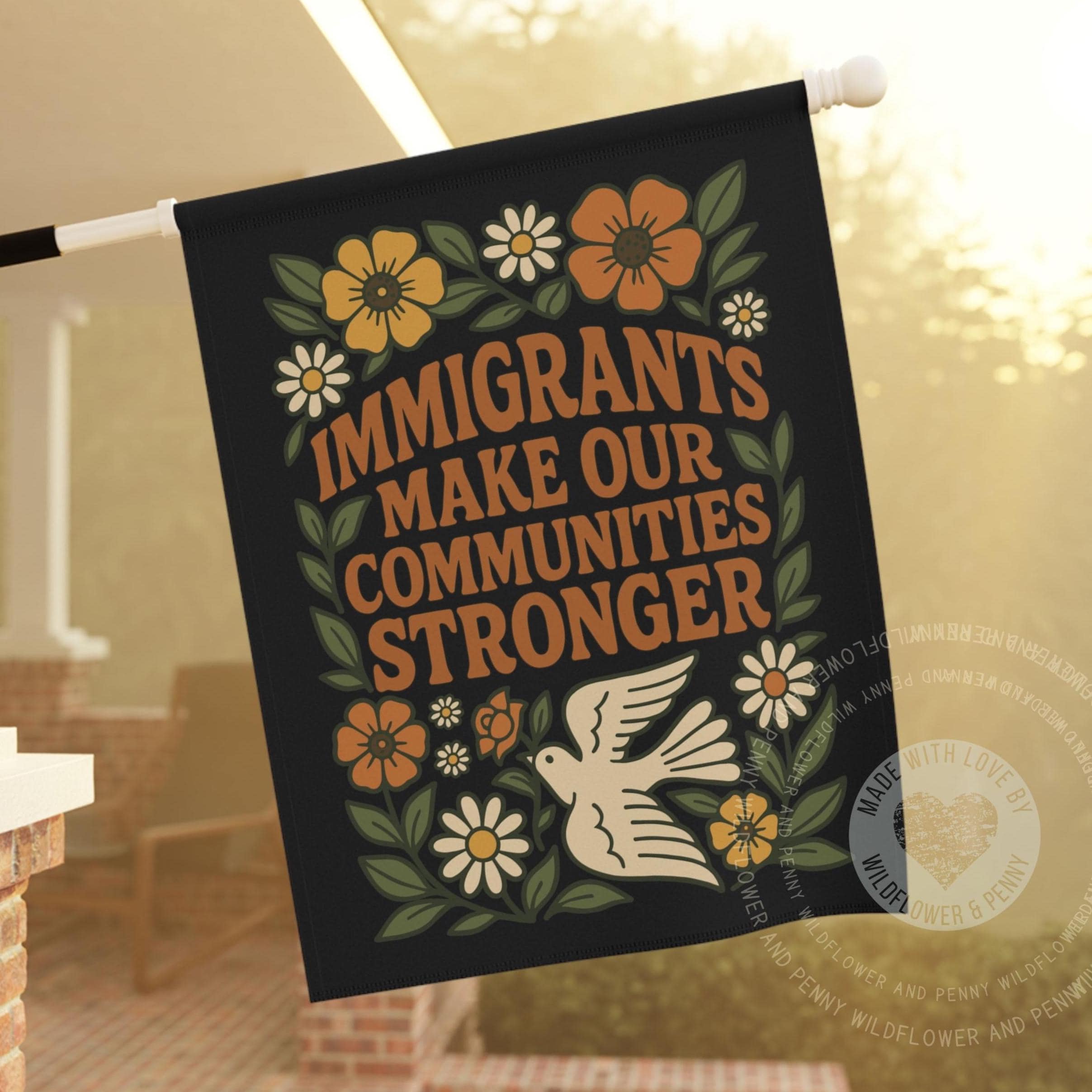 Pro Immigrant House Flag, Subtle Anti Trump Garden Flag, Progressive Political Yard Sign, Anti MAGA Lawn Flag, Democracy Protest Flag