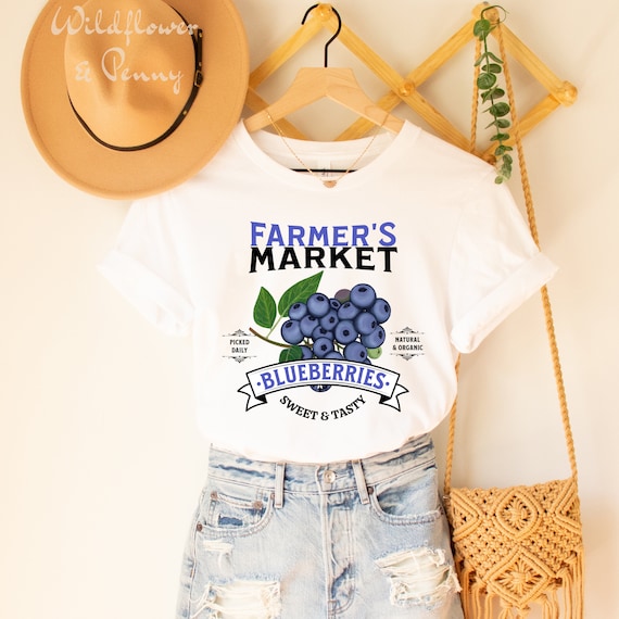 Market Blueberries Graphic Tee, Blueberry Shirt, Support Local Farmers,  Retro Graphic Tee, Trendy Mom Shirt, Gardening Shirt,cottagecore Tee - Etsy