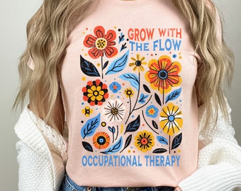 Floral Occupational Therapy T-Shirt, Retro OT Gift for therapists